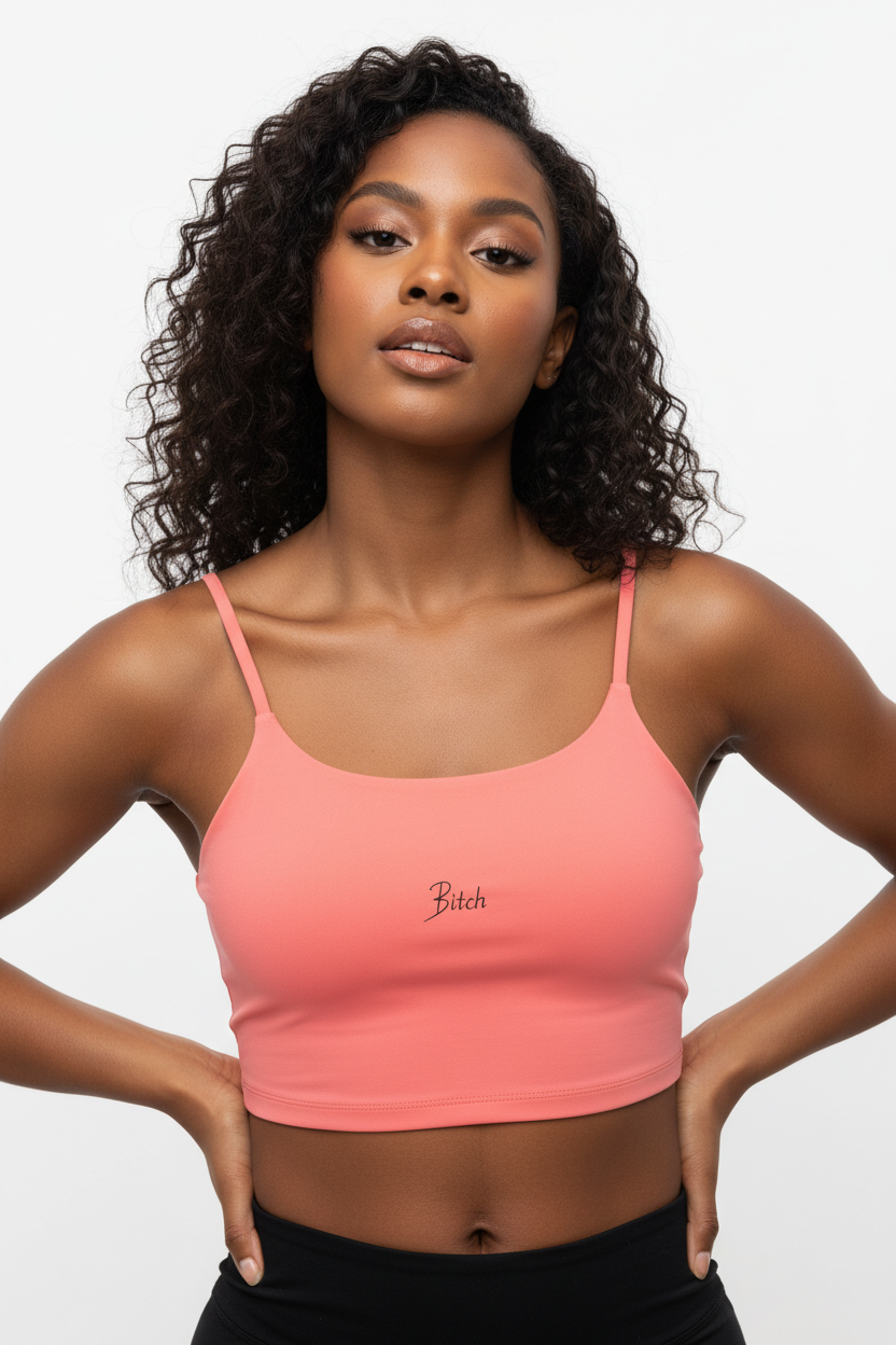 "Bitch" Spaghetti Strap Sports Bra