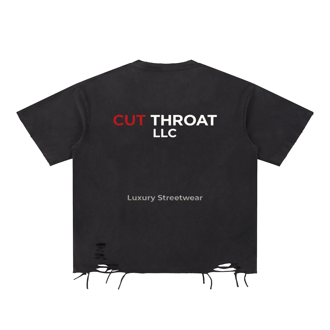 Faded/Ripped Raw-Hem T-Shirt