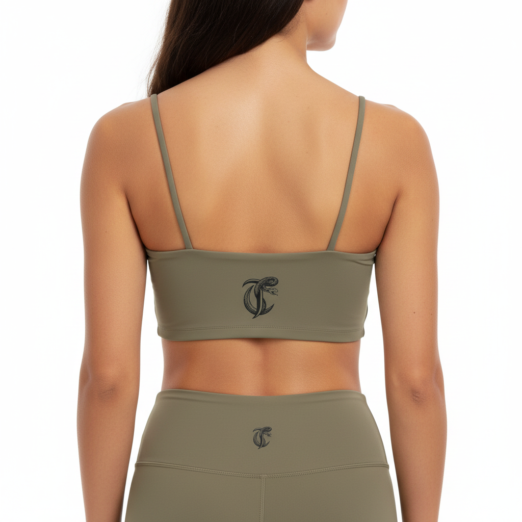Cut Throat Snake Logo ---Spaghetti Strap Sports Bra (Back)
